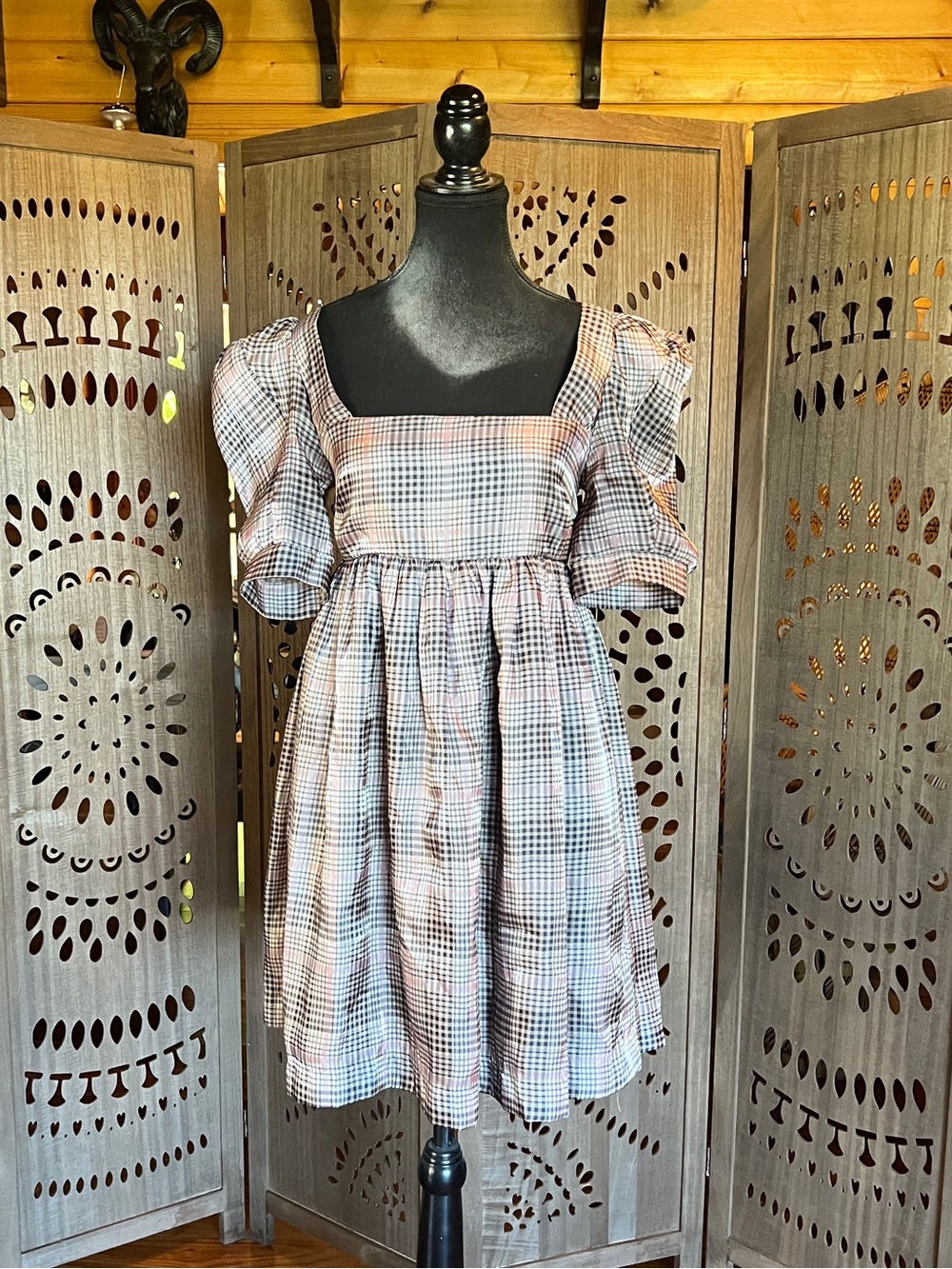 En Saison plaid puff dress